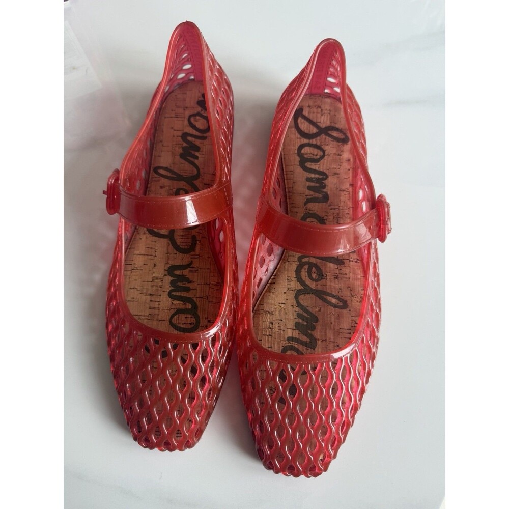 Sam Edelman Women’s Mary Jane Flats Size 9 Red Round Toe Buckle Strap